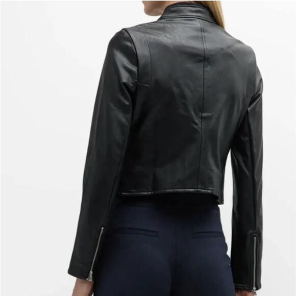 NWT Spanx II Moto Faux Leather Luxe Black Jacket Women’s Size Large - Picture 4 of 12